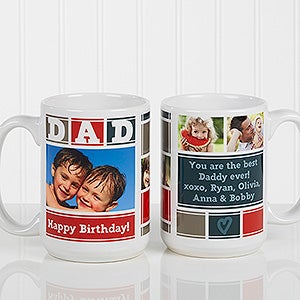 DAD Photo Collage Personalized Coffee Mug 15 oz.- White