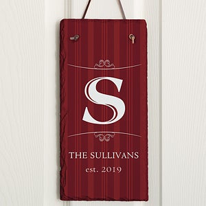 Elegant Monogram Personalized Vertical Slate Plaque