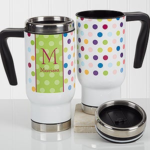 Personalized Polka Dot Commuter Travel Mug