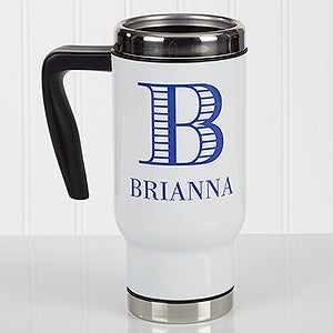 Striped Monogram Personalized Commuter Travel Mug