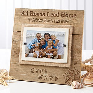 Latitude & Longitude Location Reclaimed Beachwood Frame