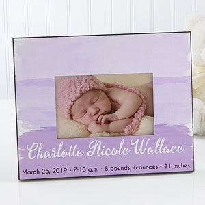 Personalized Watercolor Baby Girl Picture Frame - Bundle Of Joy