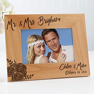 Modern Chic Wedding Engraved Personalized Picture Frame - 4 x 6