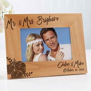 Personalized Wood Frame - Modern Chic Wedding - 4x6