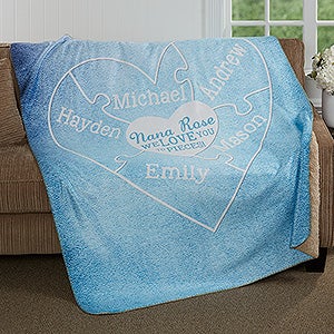 Personalized Sherpa Blanket 50x60 - Puzzle Heart Design