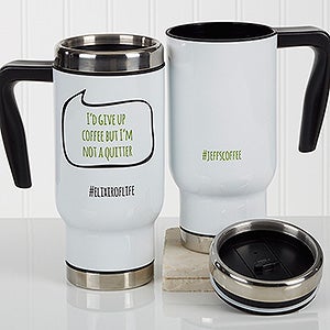 Personalized Hashtag Travel Mugs