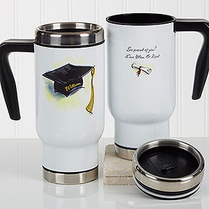 Personalized Commuter Travel Mug - Cap & Diploma