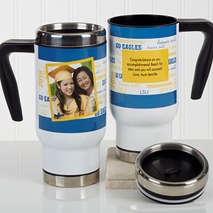 Personalized Graduation Photo Commuter Travel Mug - School Spirit