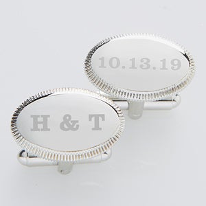 Engraved Wedding Silver Cufflinks - Wedding Date