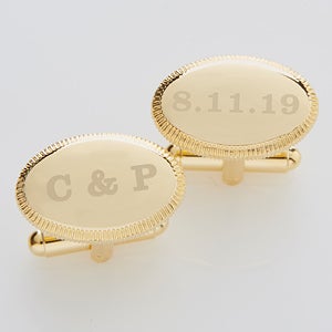 Engraved Wedding Gold Cufflinks - Wedding Date