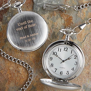 Wedding Day Engraved Silver Pocket Watch