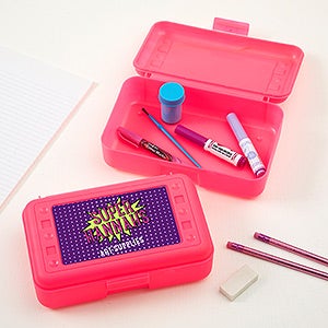 Pink Personalized Pencil Box - Super Hero