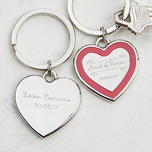 Personalized Bridesmaid Heart Key Ring