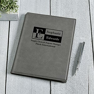 Sophisticated Style Charcoal Personalized Padfolio