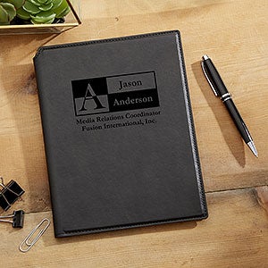 Sophisticated Style Black Personalized Padfolio