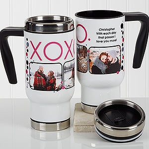 Personalized Romantic Photo Commuter Travel Mug - XOXO