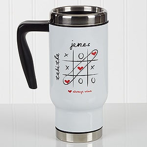 Personalized Romantic Commuter Travel Mug - Love Always Wins!