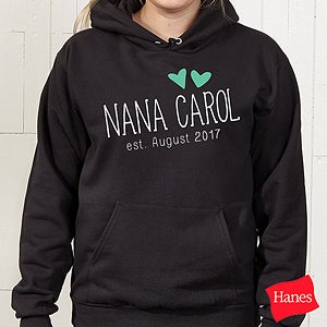 Grandma Established Personalized Black Hooded Sweatshirt