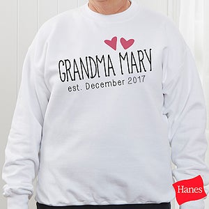 Grandma Established Personalized White Sweatshirt