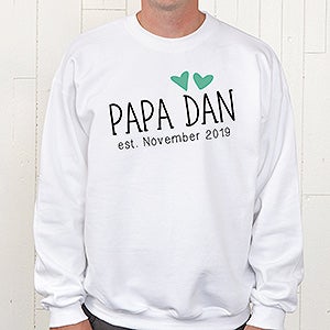 Personalized Apparel For Him - Grandpa Established - Hanes Sweatshirt - Adult X-Large - White