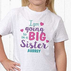 Big Sister, Big Brother Personalized Kids T-Shirt - Youth Medium (10-12) - Light Gray