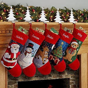 Personalized Needlepoint Christmas Stockings - Winter Charm