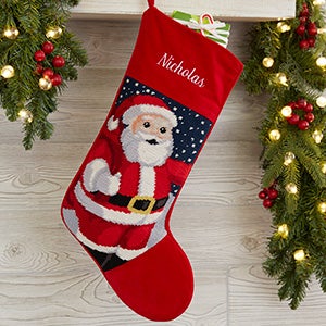 Personalized Needlepoint Christmas Stockings - Santa