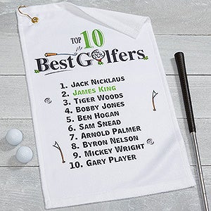 Personalized Golf Towel - Top 10 Golfers - 17325