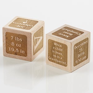 Personalized Wood Baby Block - A Grandparent Is Born