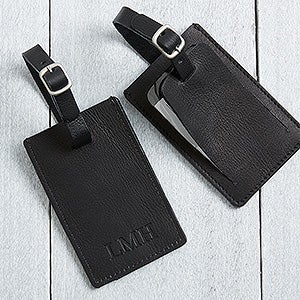 Personalized Debossed Black Luggage Tag - First Class