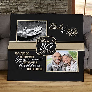 Cheers To Then & Now Anniversary Photo 60x80 Fleece Blanket