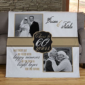 Cheers To Then & Now Anniversary Photo 50x60 Sweatshirt Blanket