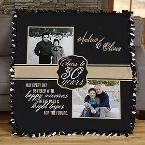 Cheers To Then & Now Anniversary Photo 50x60 Tie Blanket