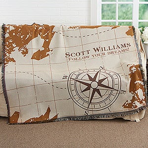 Compass Inspired Graduation Personalized Woven Throw