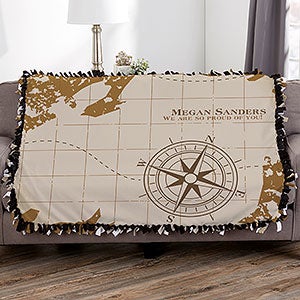 Compass Inspired Graduation Personalized 50x60 Tie Blanket