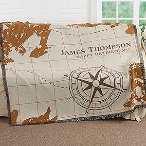 Compass Inspired Retirement Personalized Woven Throw