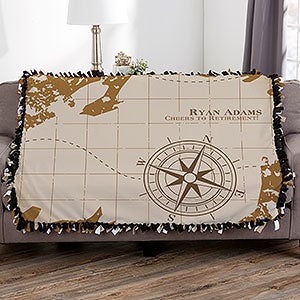 Compass Inspired Retirement Personalized 50x60 Tie Blanket