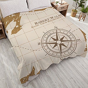 Compass Inspired Retirement Personalized 90x90 Plush Fleece Blanket