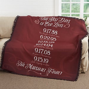 Our Best Days Personalized Family 56x60 Woven Throw