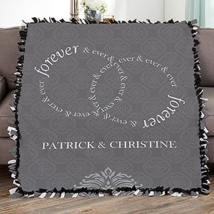 Forever & Ever Personalized Wedding 50x60 Tie Blanket