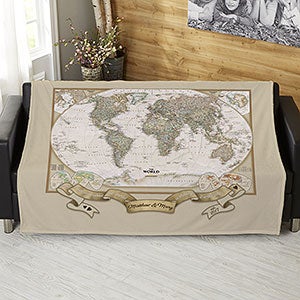 Romantic Travels National Geographic World Map 50x60 Fleece Blanket