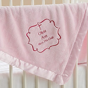 Joyful Blessing Embroidered Keepsake Blanket- Pink