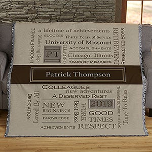 Retirement Personalized 56x60 Woven Throw