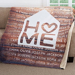 Home Is Love Personalized 60x80 Sherpa Blanket