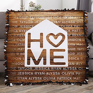 Home Is Love Personalized 50x60 Tie Blanket