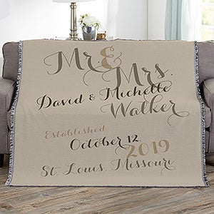 Mr & Mrs Personalized 56x60 Woven Throw Blanket