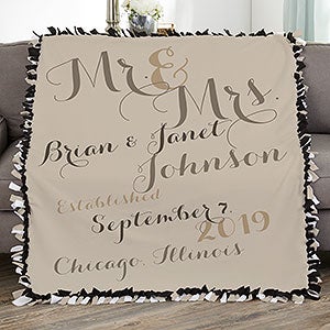 Mr & Mrs Personalized 50x60 DIY Tie Blanket