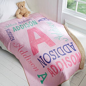 Kids Name Personalized 50x60 Sherpa Blanket for Kids