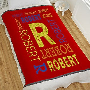 Kids Name Personalized 56x60 Woven Throw Blanket for Kids