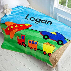 Personalized 50x60 Sherpa Blanket for Boys